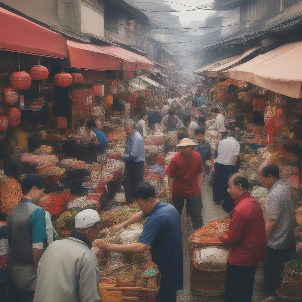 Haggling in a bustling Asian market