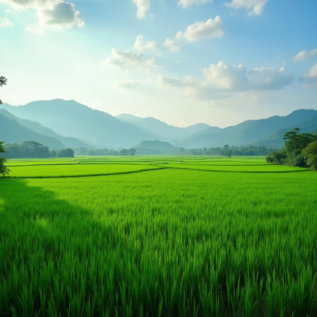 Scenic view of rice paddies in Hai Duong province