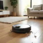 Haier robot vacuum effortlessly cleaning a living room floor