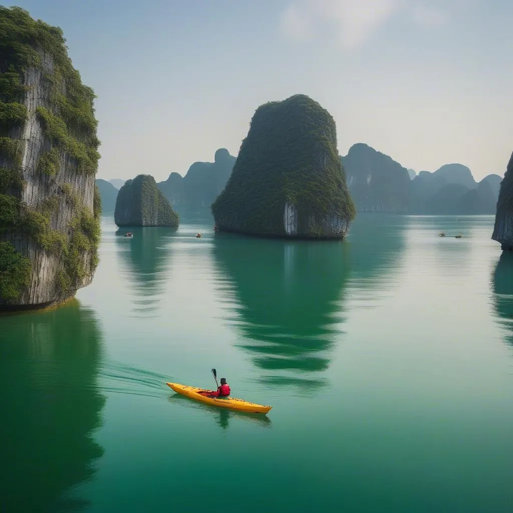 Kayaking in Halong Bay