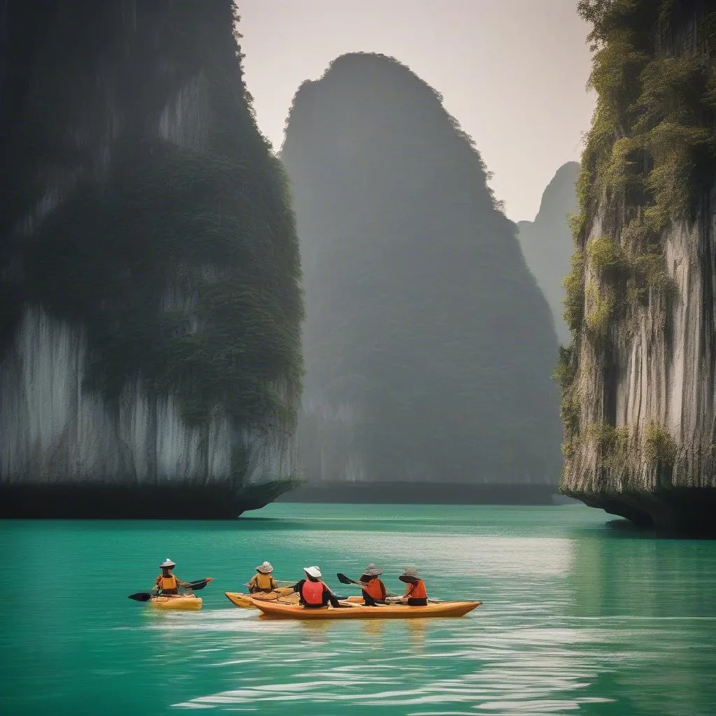 Kayaking in Ha Long Bay