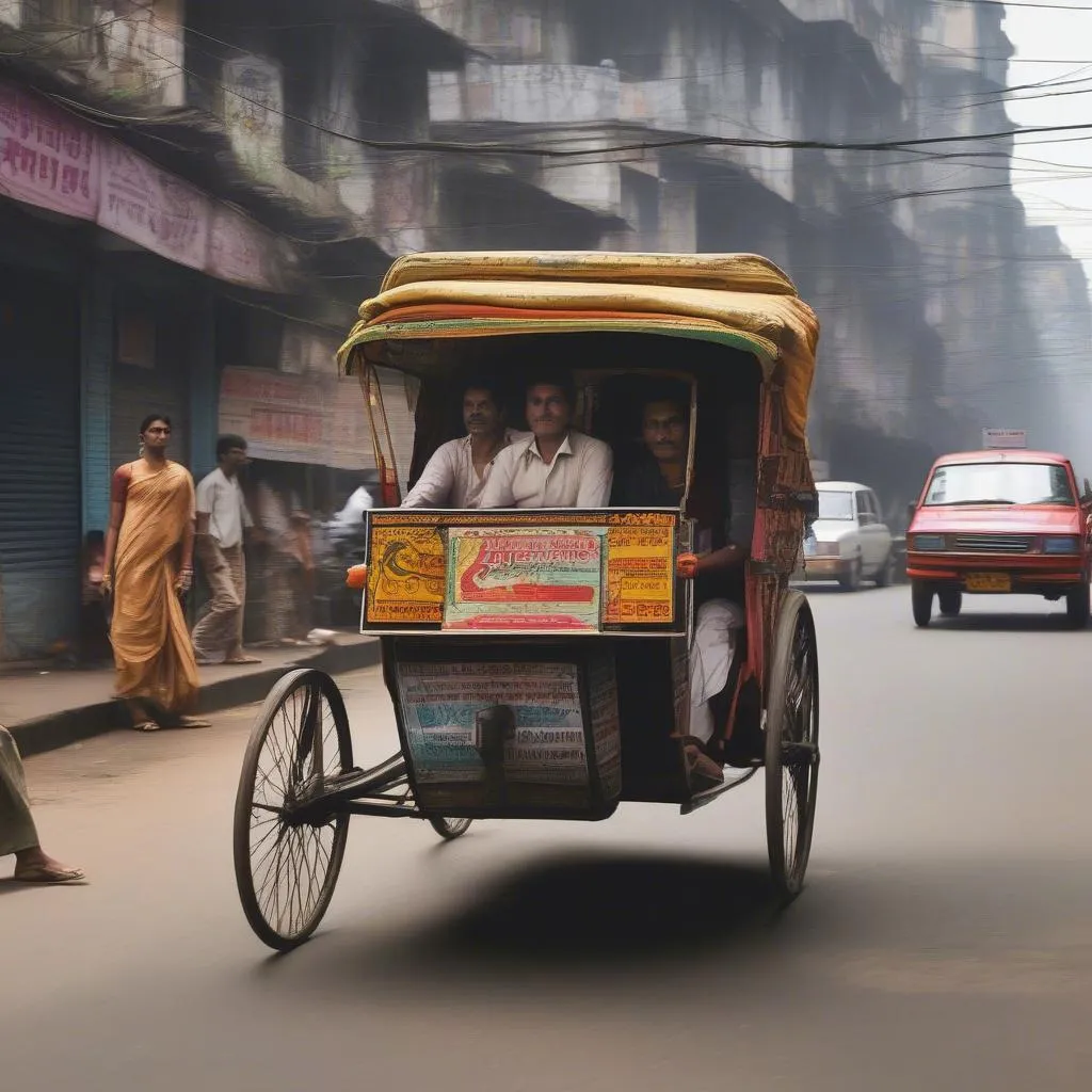 Hand-Pulled Rickshaw in Kolkata