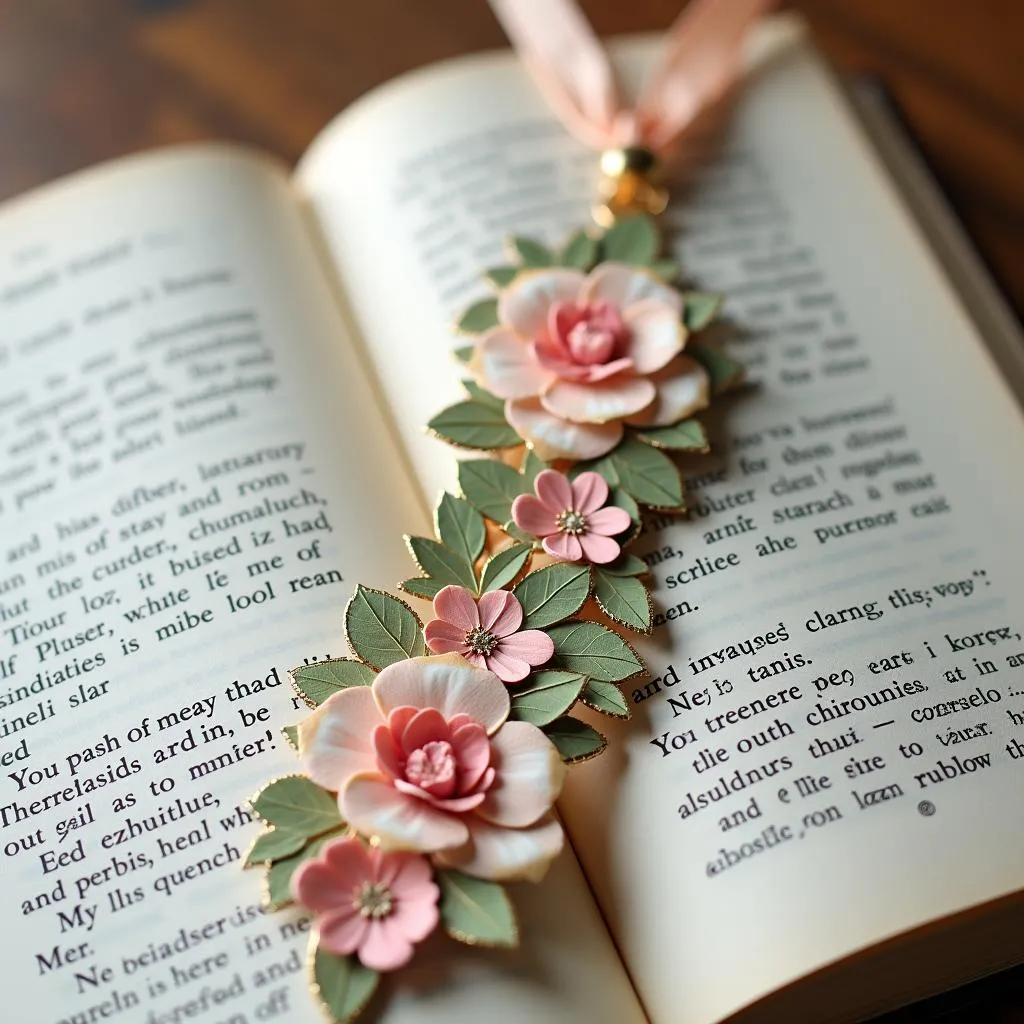 Handmade Bookmark with Floral Design