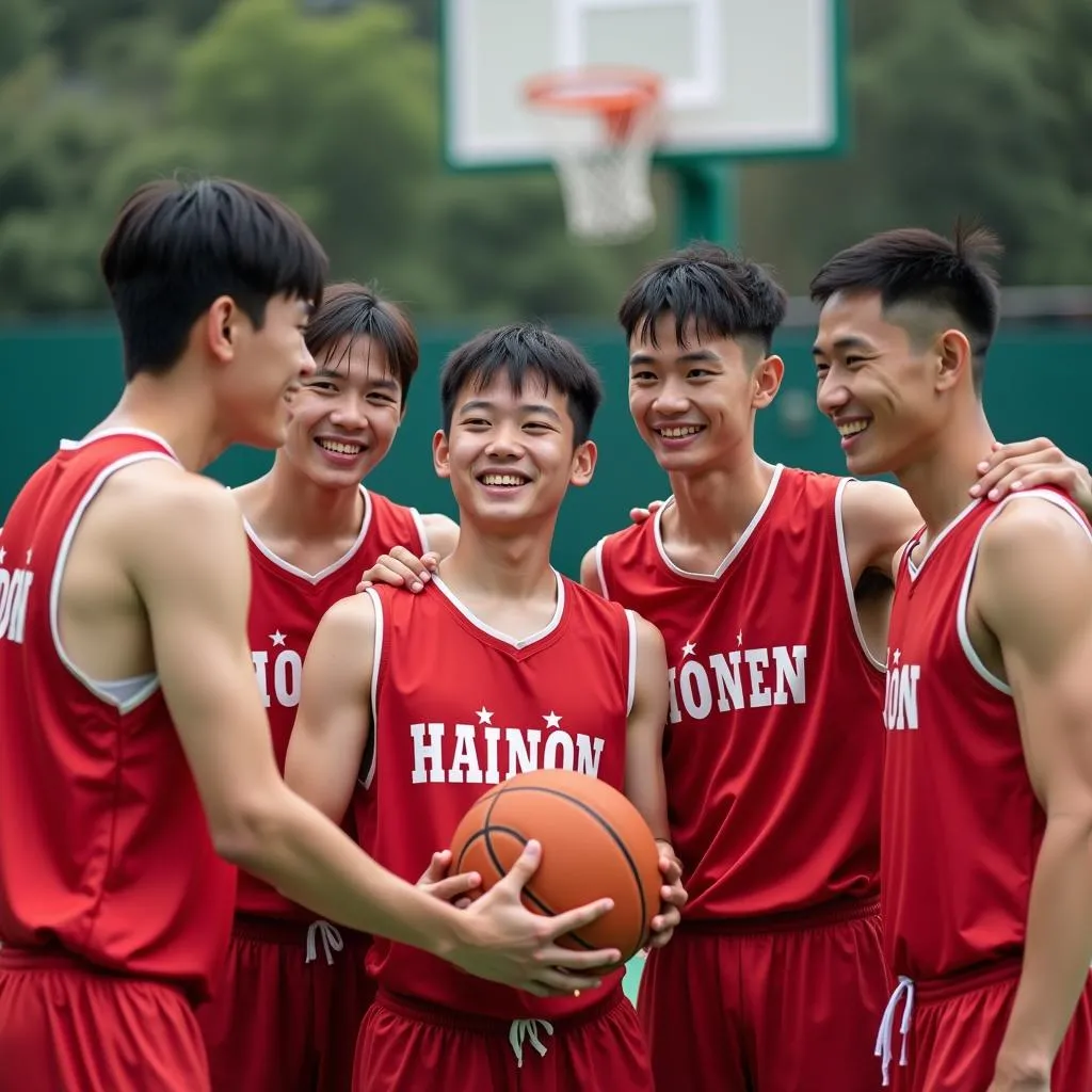 A group photo of a Hanoi basketball team