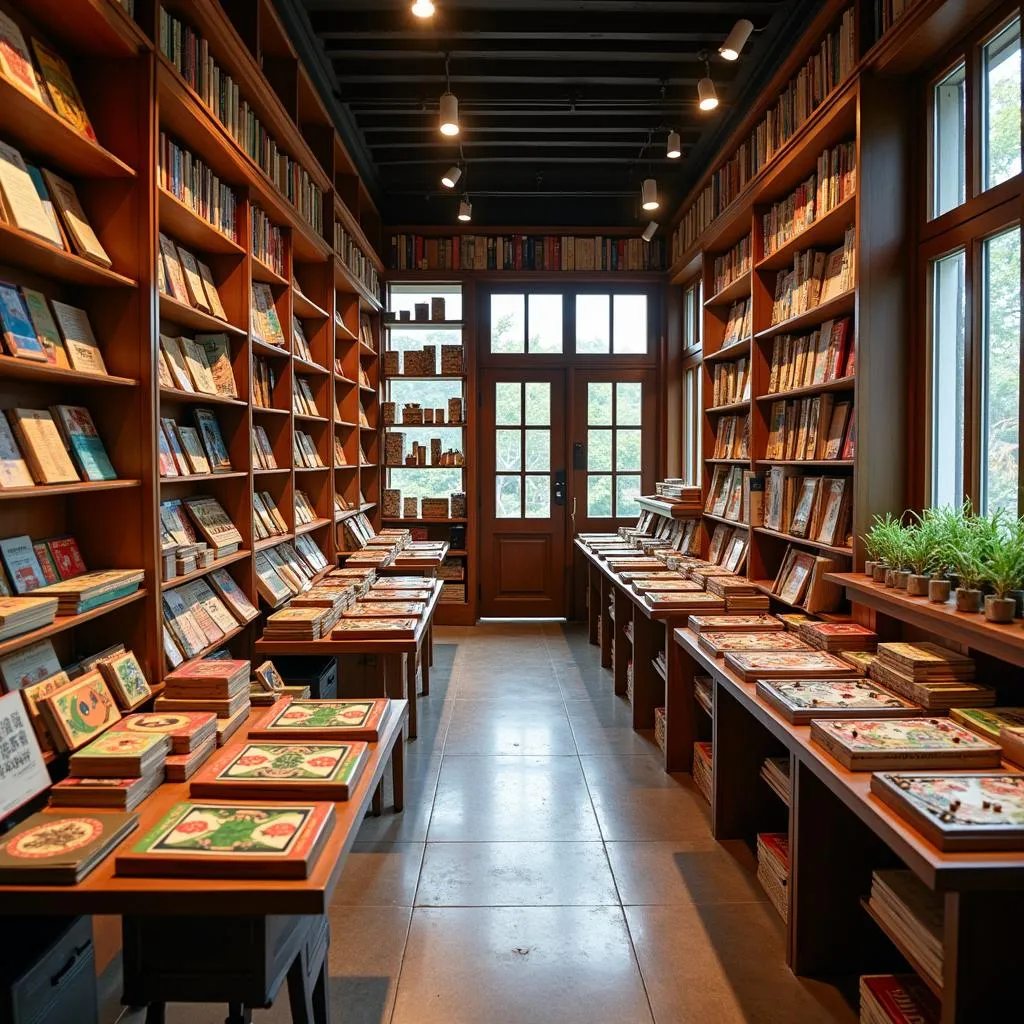 Traditional Vietnamese games section in a Hanoi bookstore