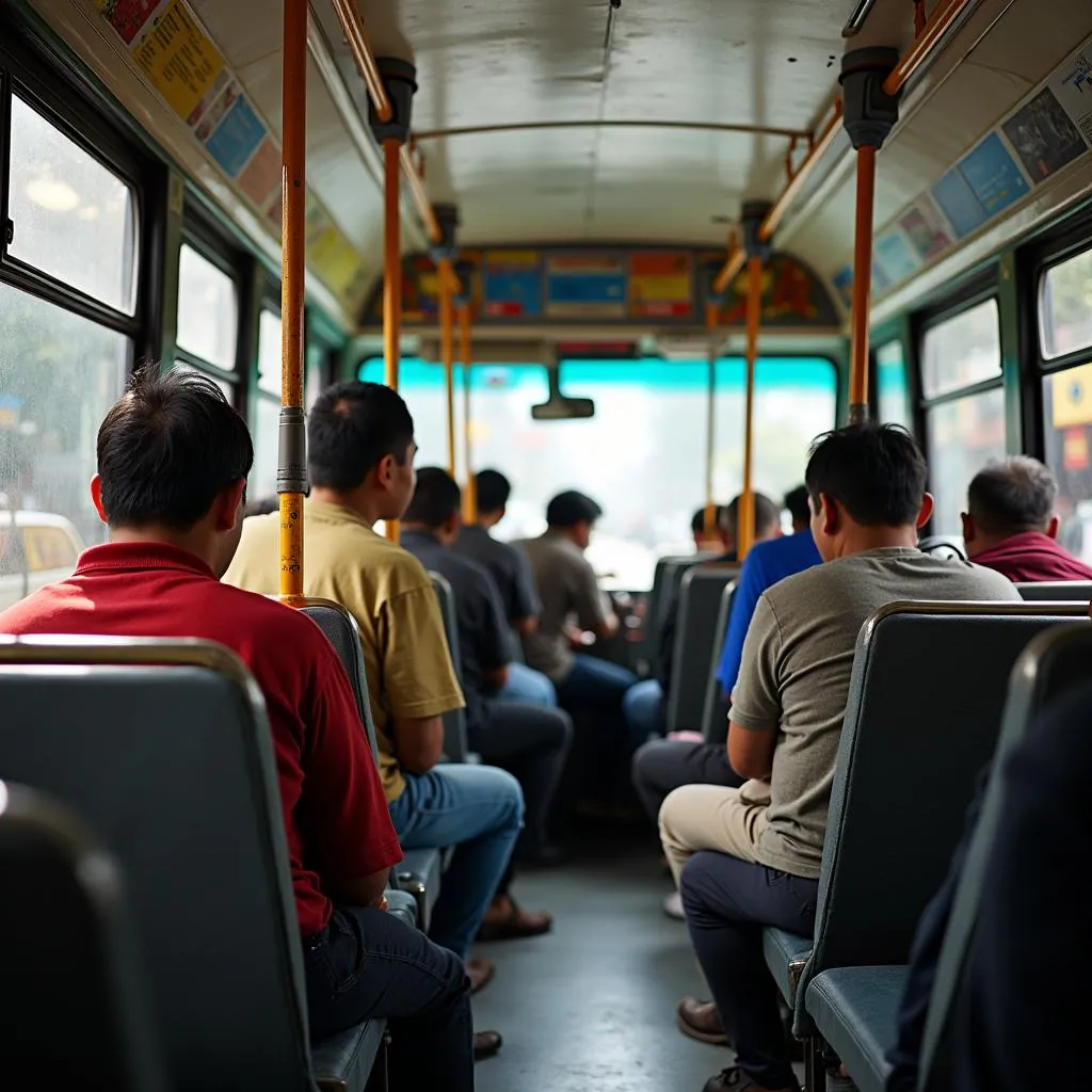 Inside a Hanoi bus with local passengers