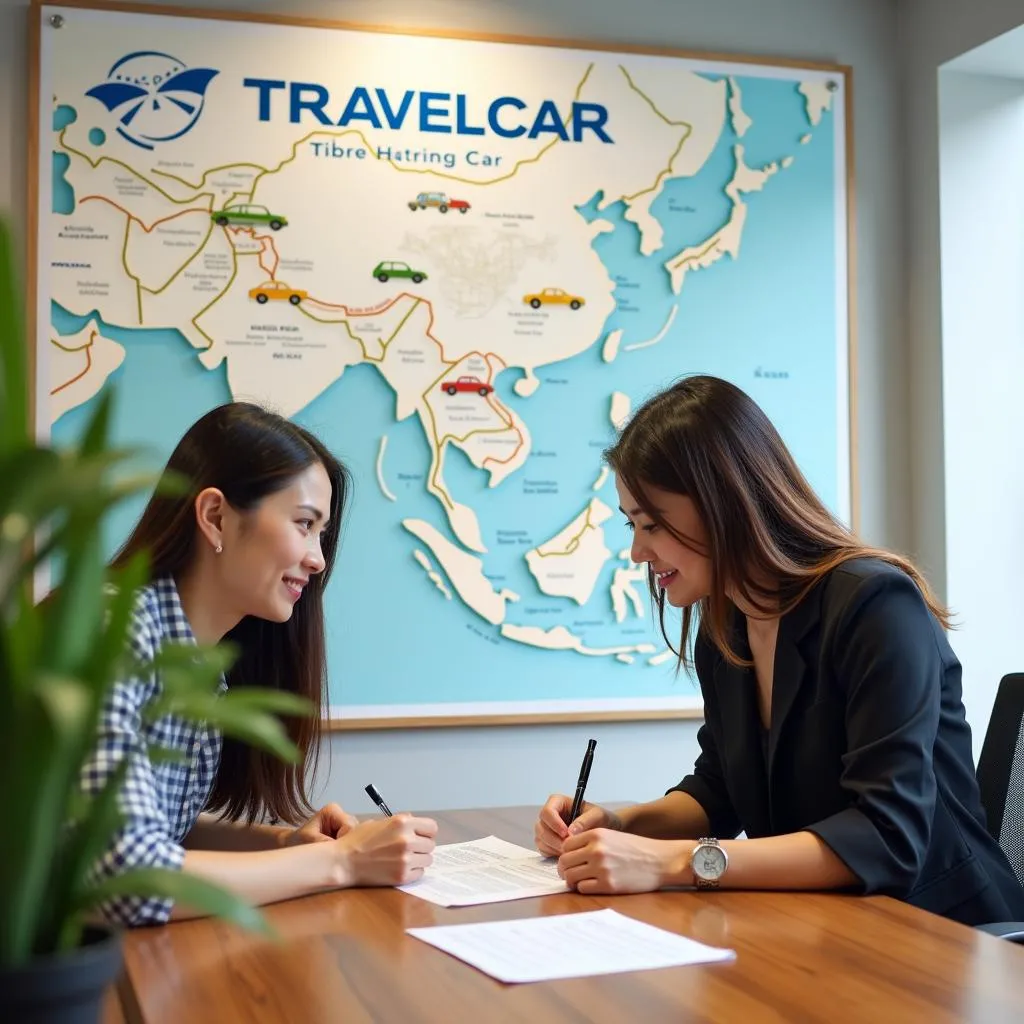 Signing a Car Rental Contract in Hanoi