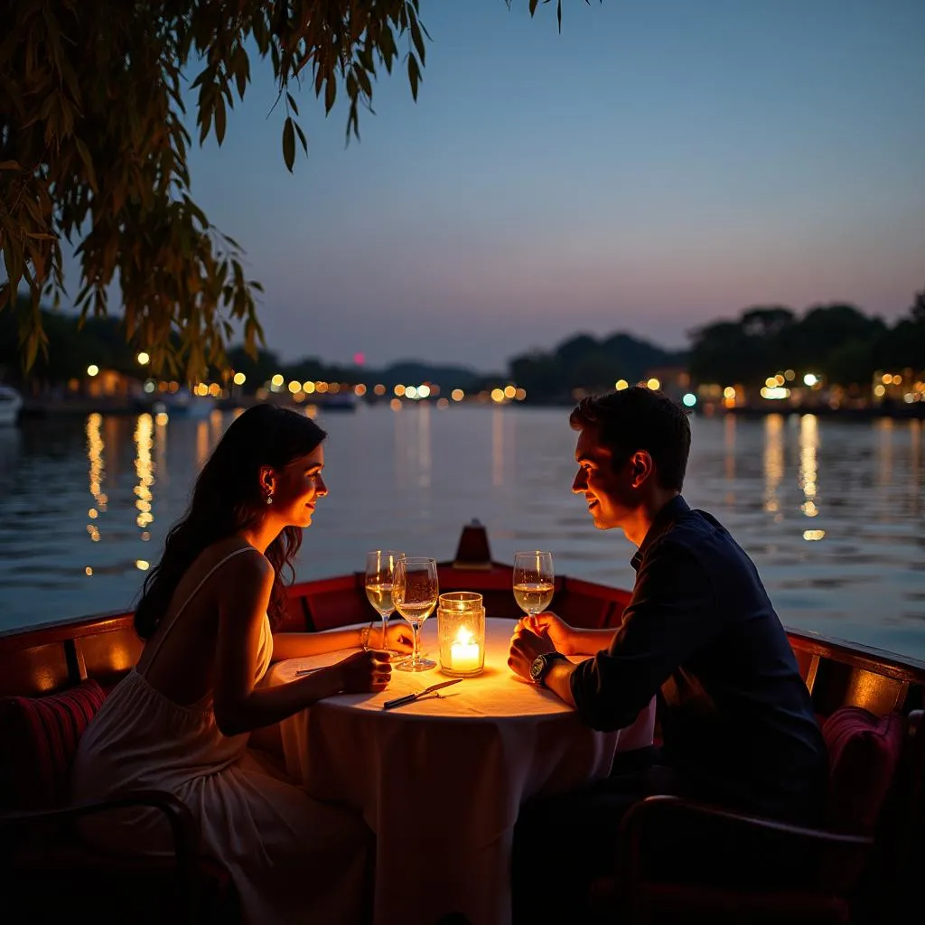 Romantic dinner cruise on West Lake