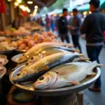 Fresh dory fish at a local market in Hanoi