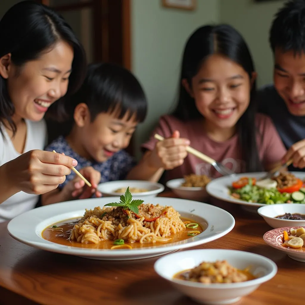 Hanoi Family Enjoying Bò Cua