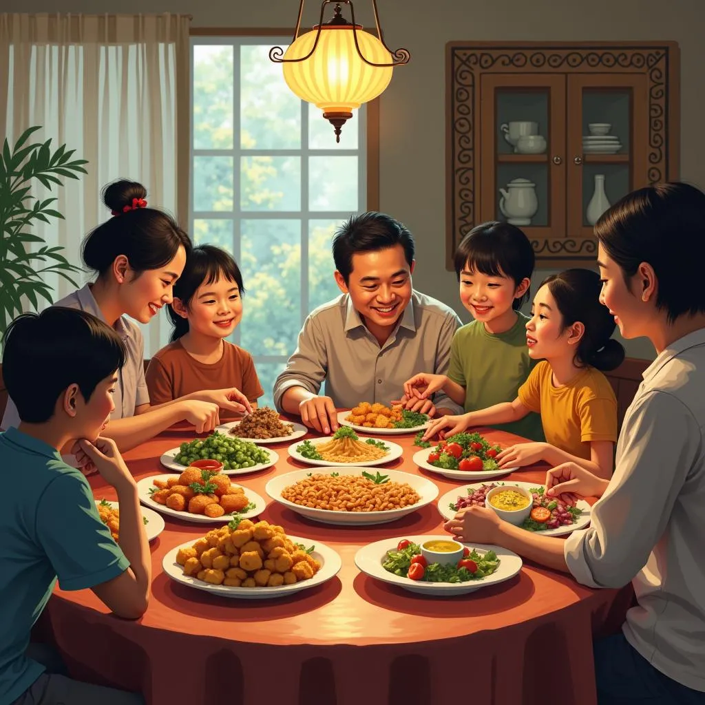 Vietnamese Family Sharing a Meal