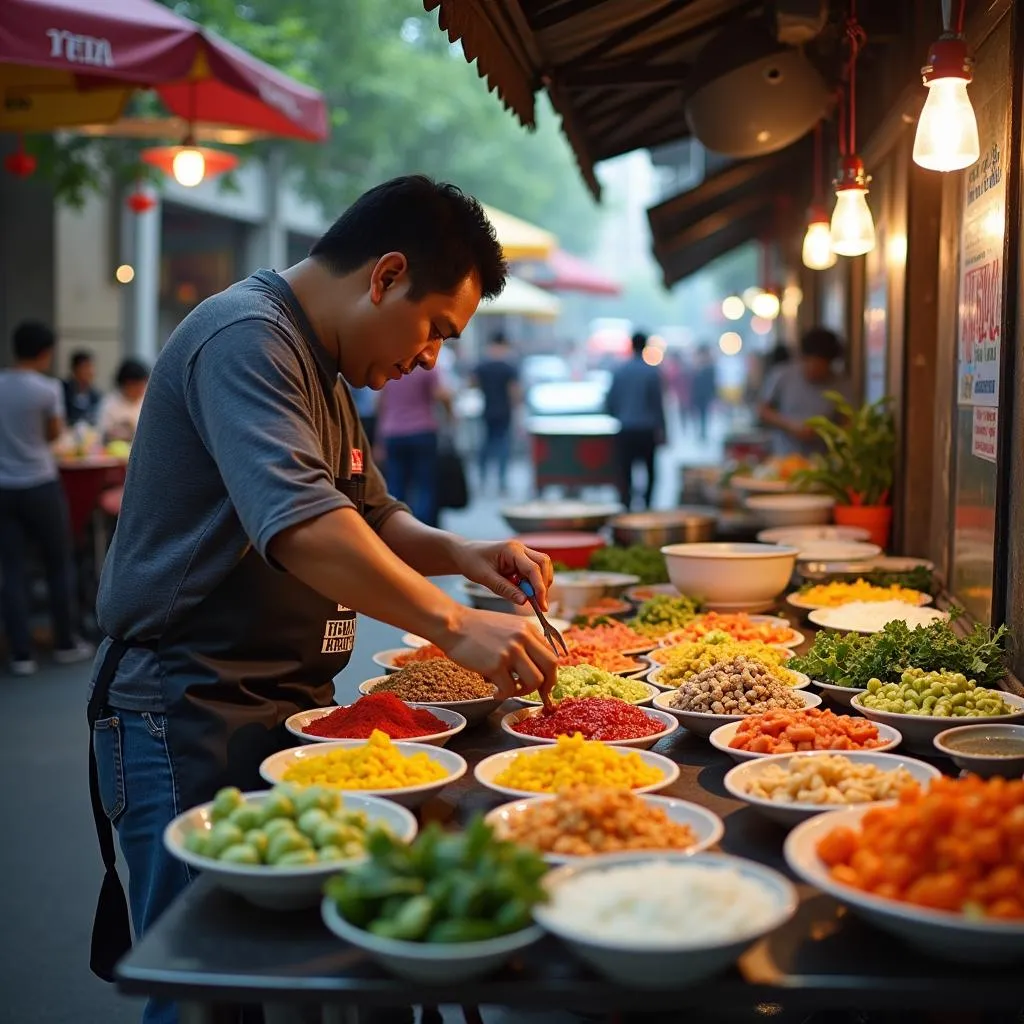 Hanoi food stall with eye-catching presentation