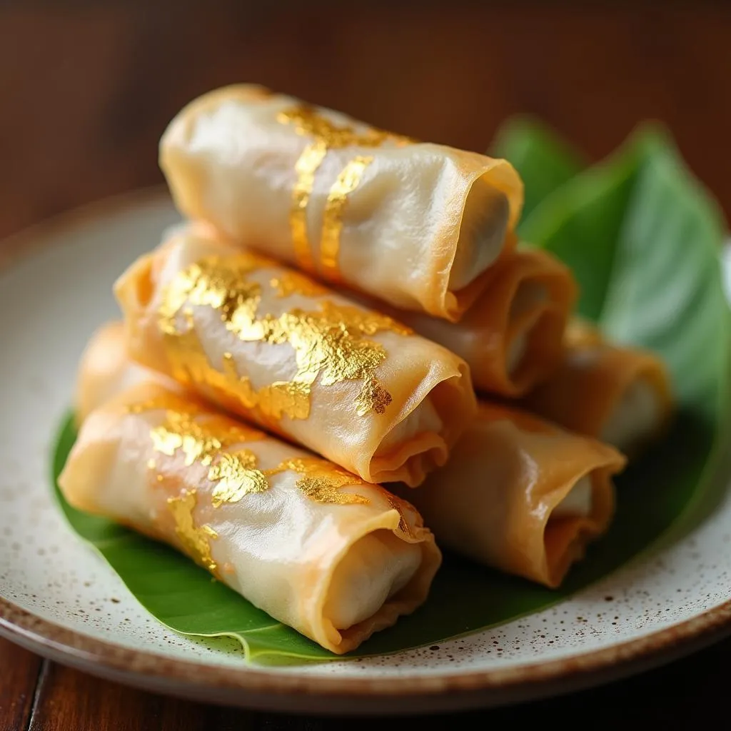 Golden Spring Rolls in Hanoi