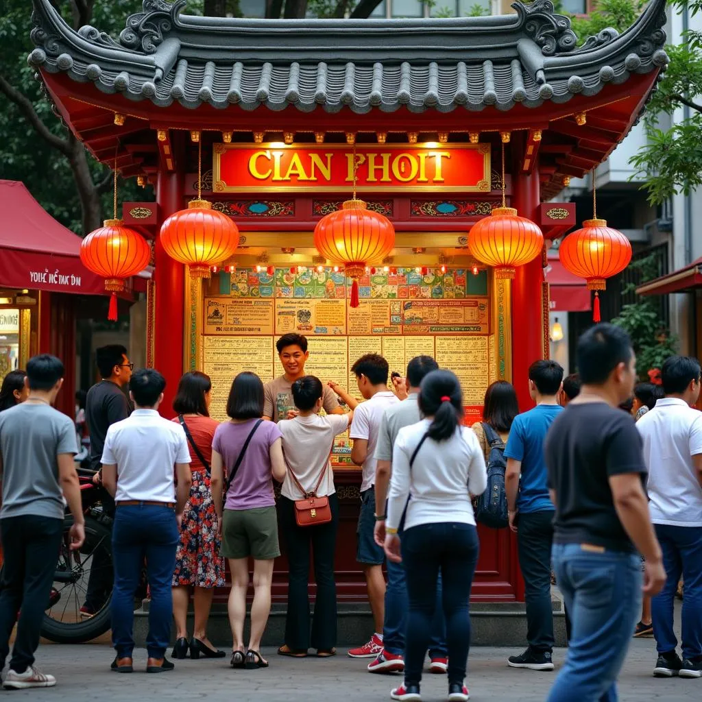 Traditional lottery booth in Hanoi