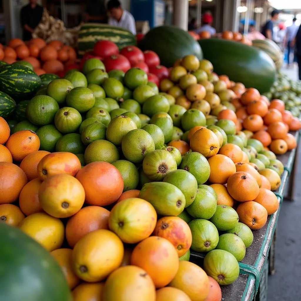 Fresh fruits display in Hanoi market