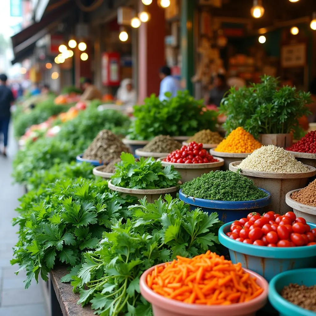 Fresh ingredients at a Hanoi market