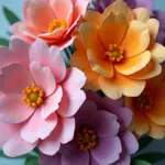 Close-up of colorful handmade mulberry paper flowers