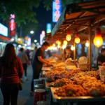 Hanoi Night Market Food Stalls