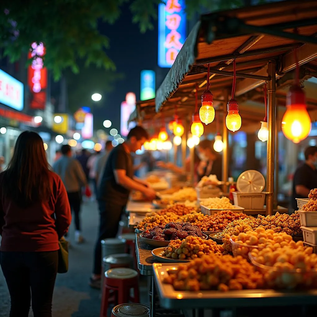 Hanoi Night Market Food Stalls