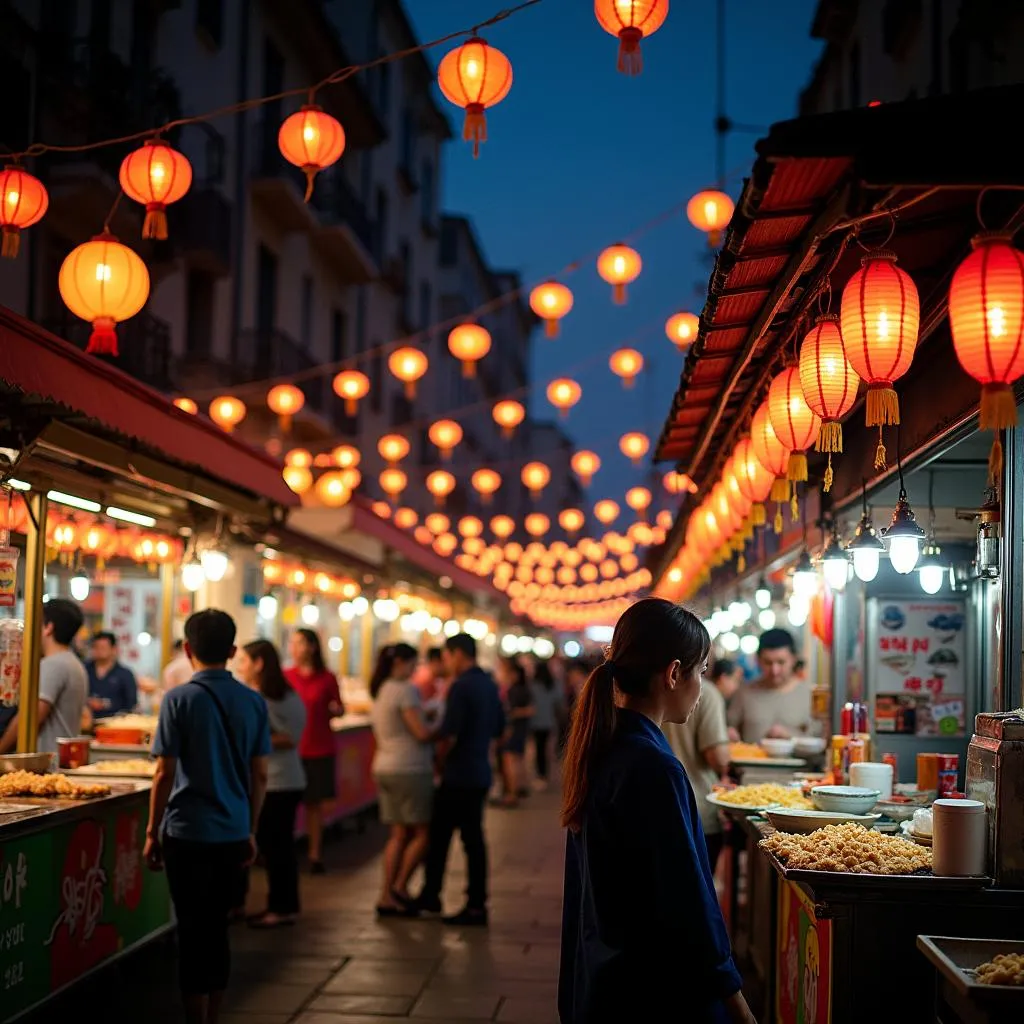 Hanoi night market food stalls