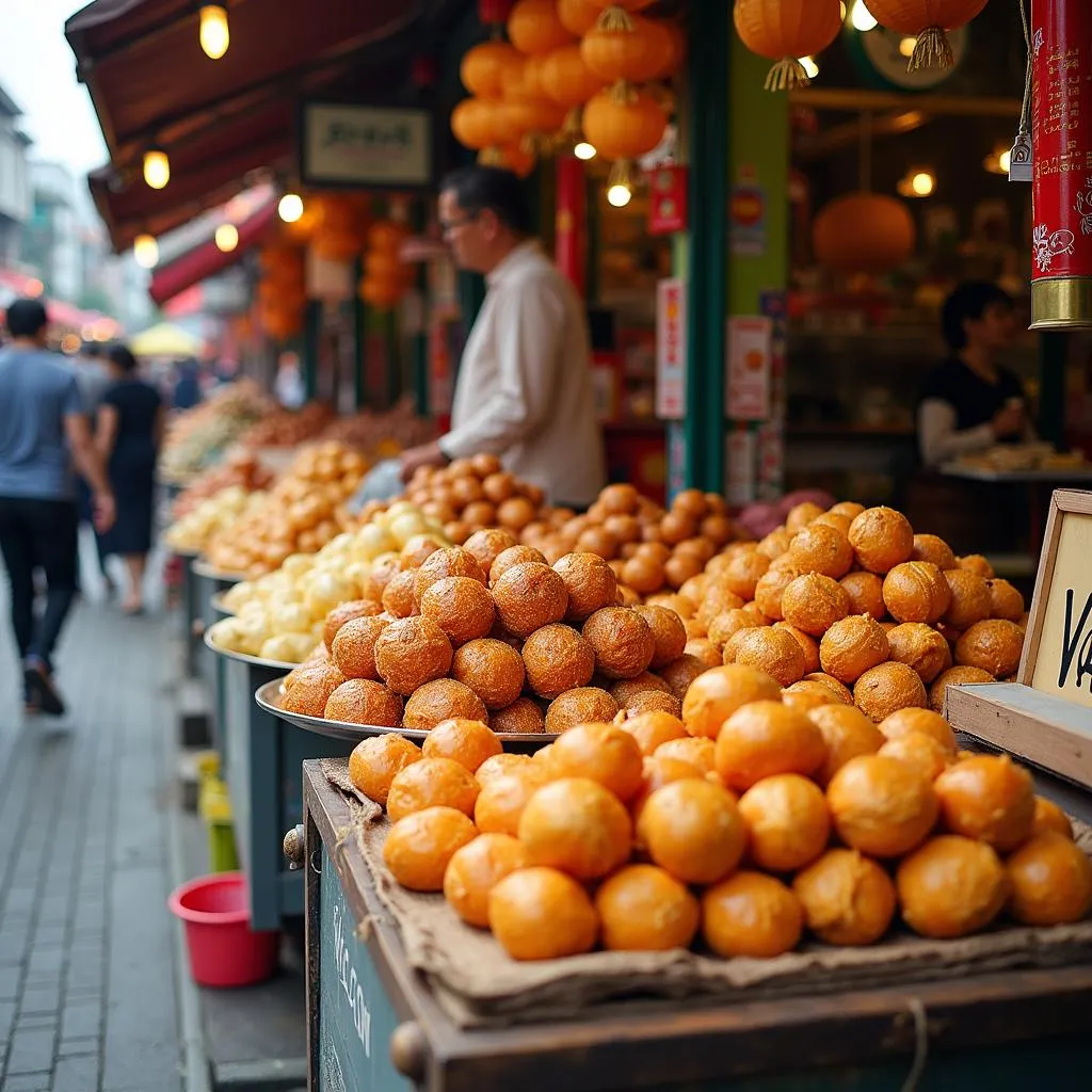 Hanoi street vendors selling o mai