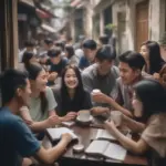 Language exchange in Hanoi's Old Quarter