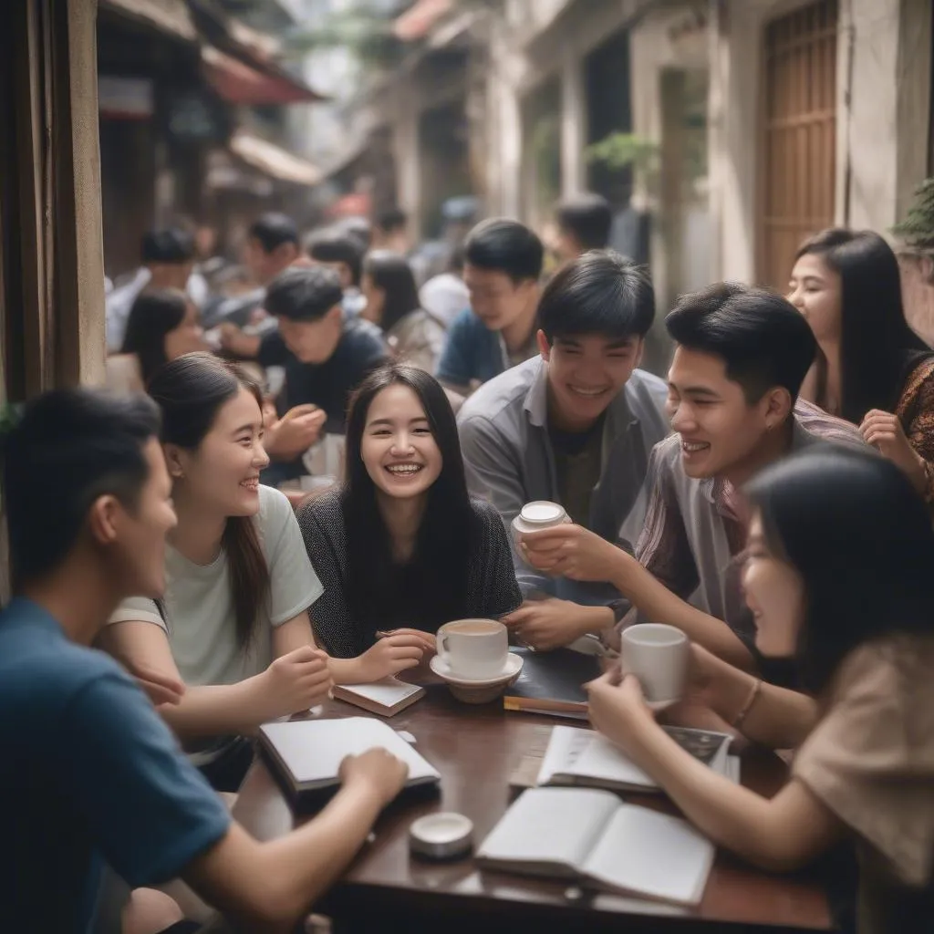 Language exchange in Hanoi's Old Quarter