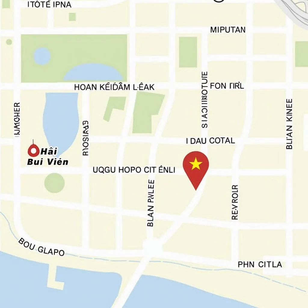 Map of Hanoi Old Quarter highlighting Bui Vien Street