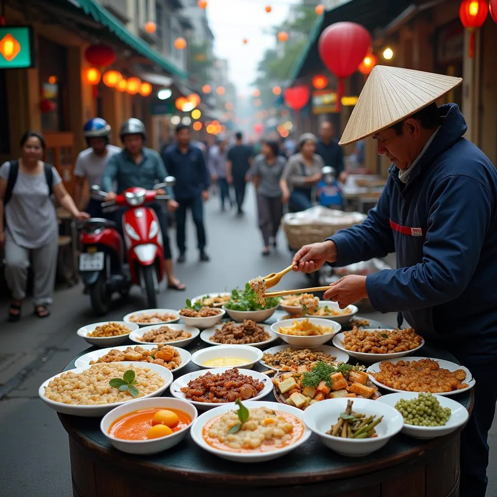 Street food vendor in Hanoi Old Quarter