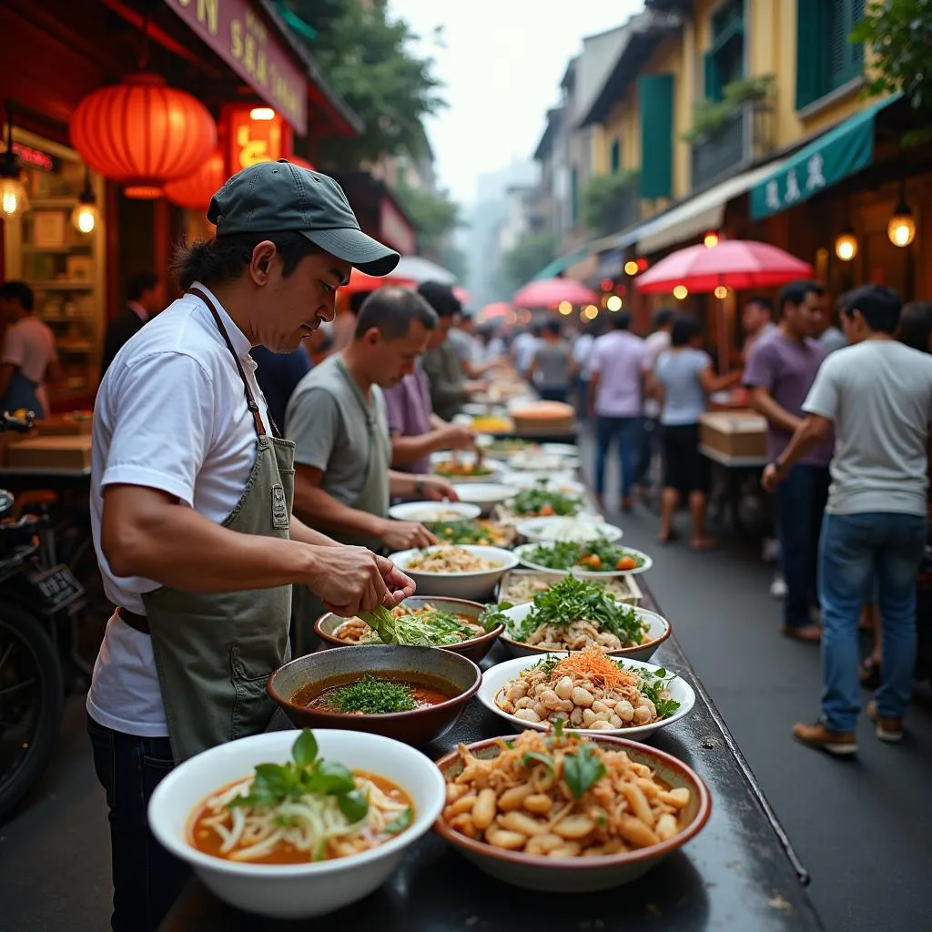 Hanoi Old Quarter street food vendors