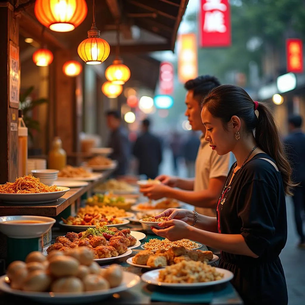 Navigating street food stalls in Hanoi Old Quarter