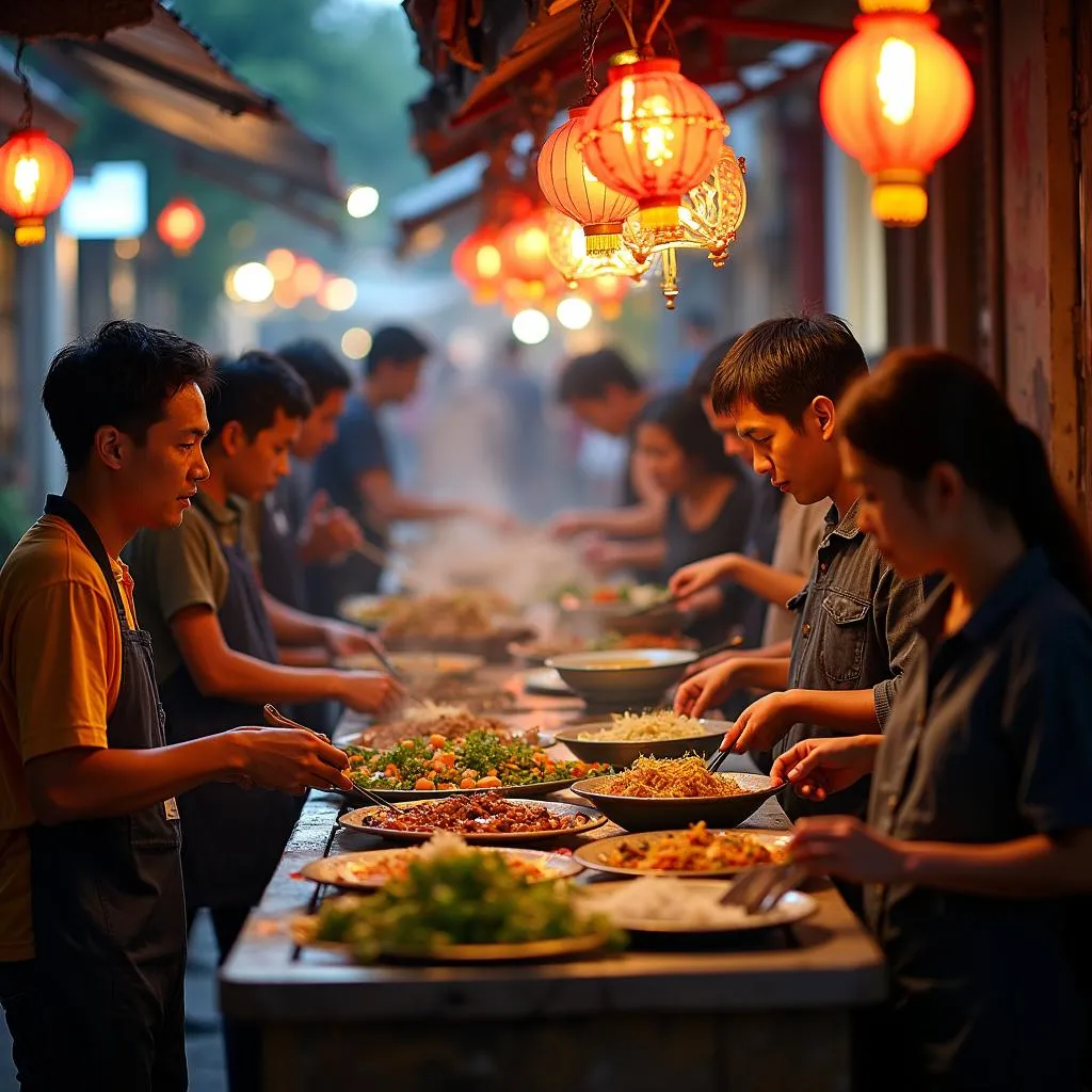 Street food vendors in Hanoi's Old Quarter