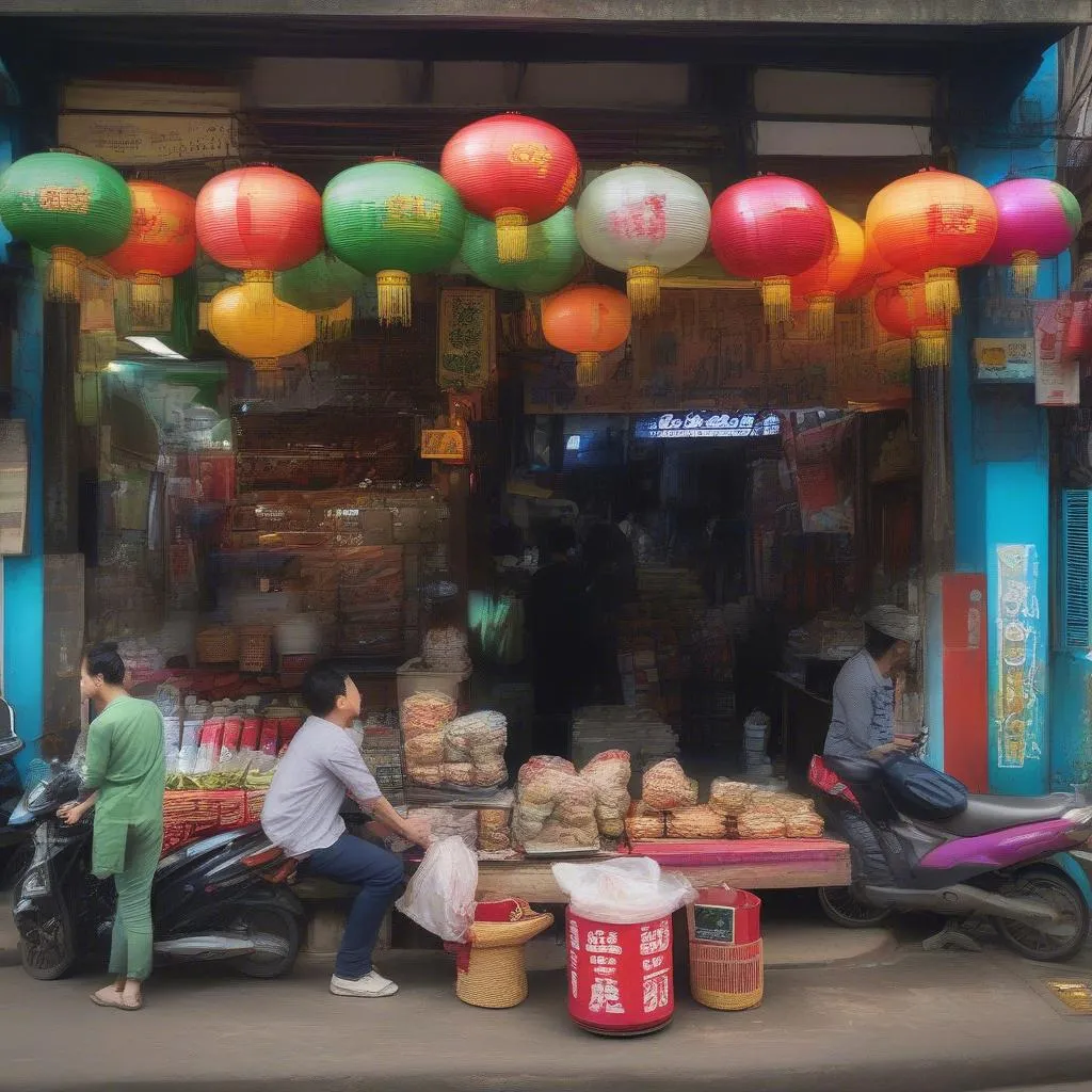 Enjoying street food in Hanoi's Old Quarter from a xe ban gac