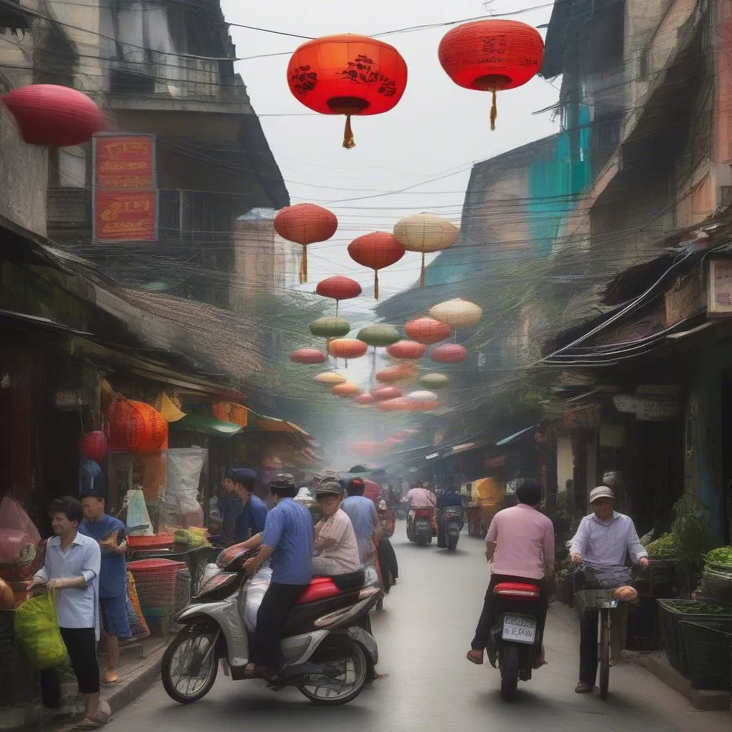 Hanoi Old Quarter street view