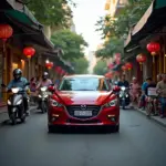 Hanoi Old Quarter Street Scene with Mazda 3