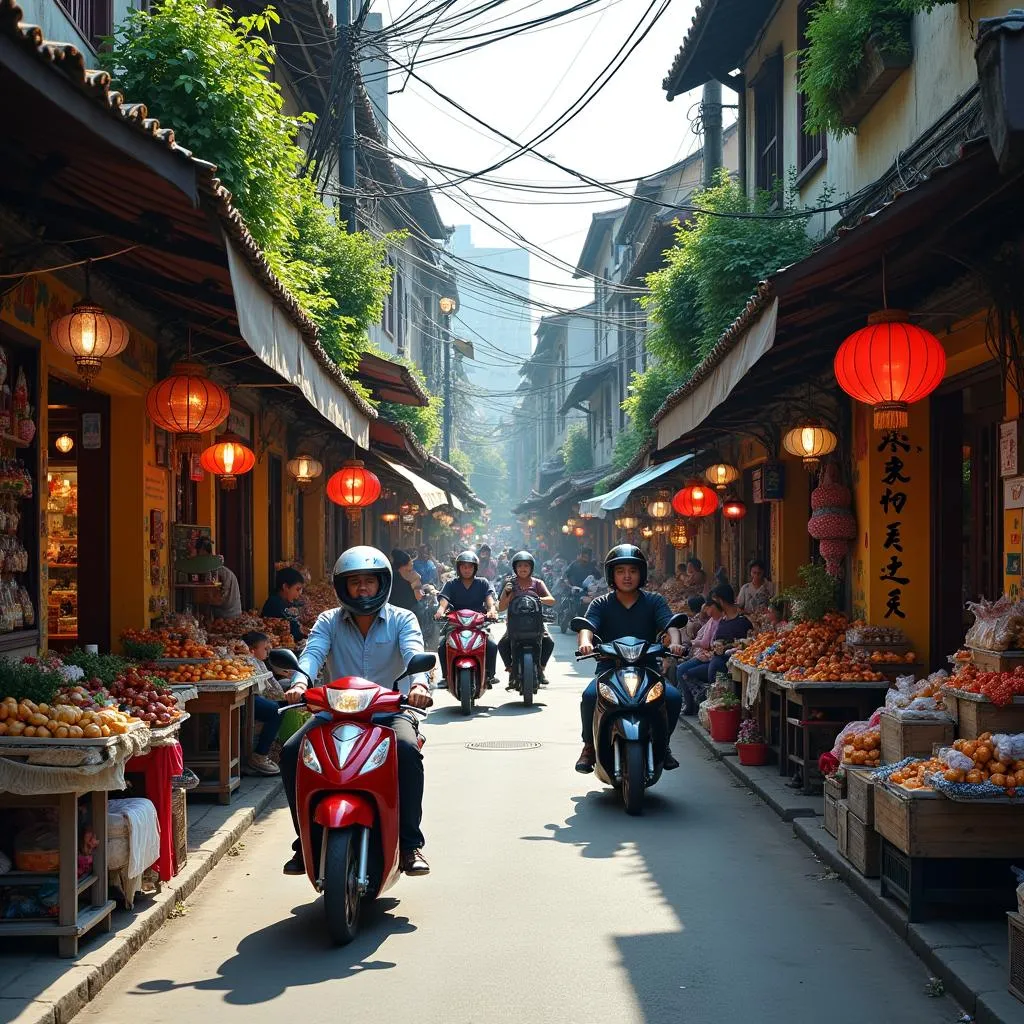 Bustling streets of Hanoi's Old Quarter