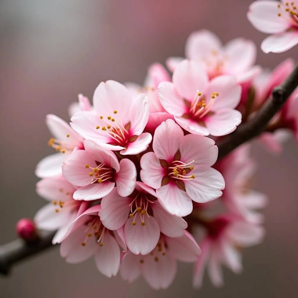 Hanoi Peach Blossom Branch Close Up