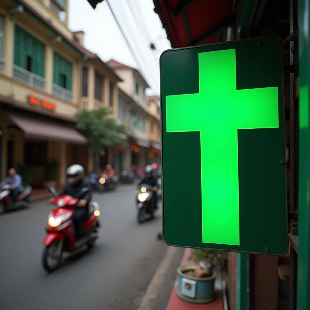 Hanoi Pharmacy Green Cross Sign