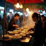 Hanoi pho stall at night