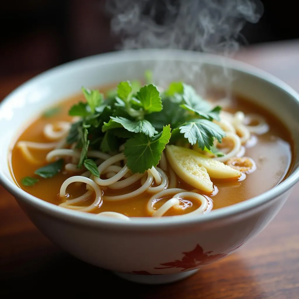 Steaming bowl of Hanoi pho