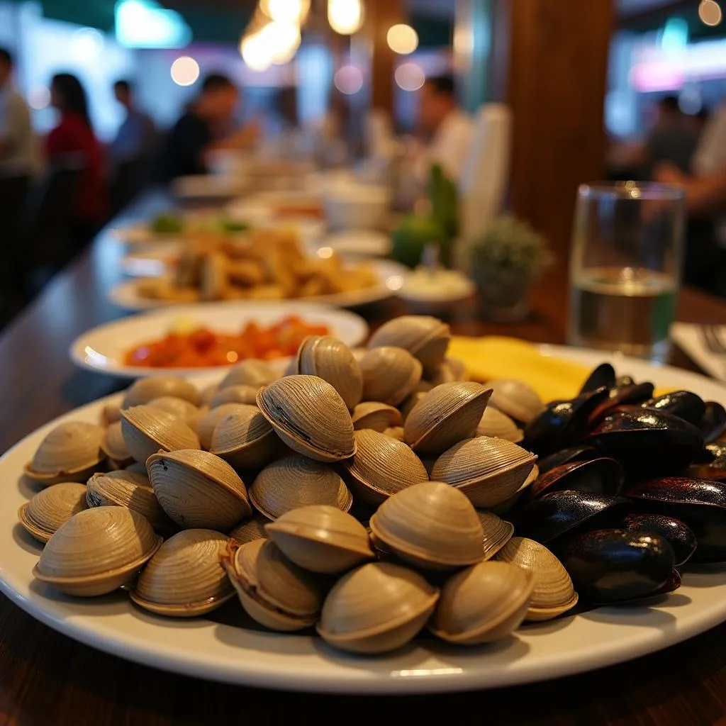 Hanoi seafood restaurant clams and mussels