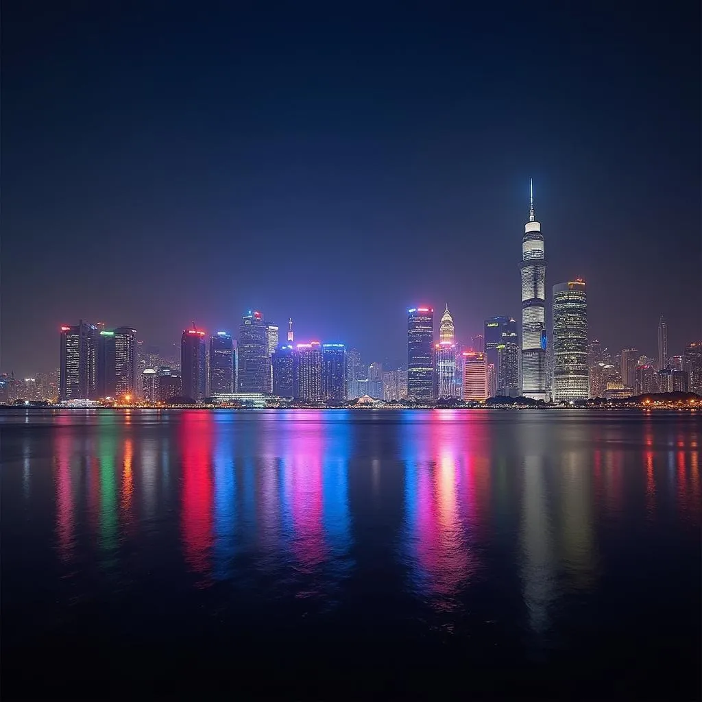 Hanoi skyline illuminated at night