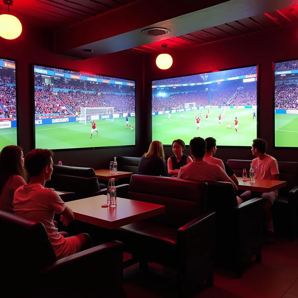 Hanoi sports bar interior with large screens and comfortable seating