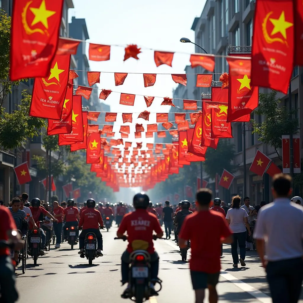 Hanoi street decorated for SEA Games