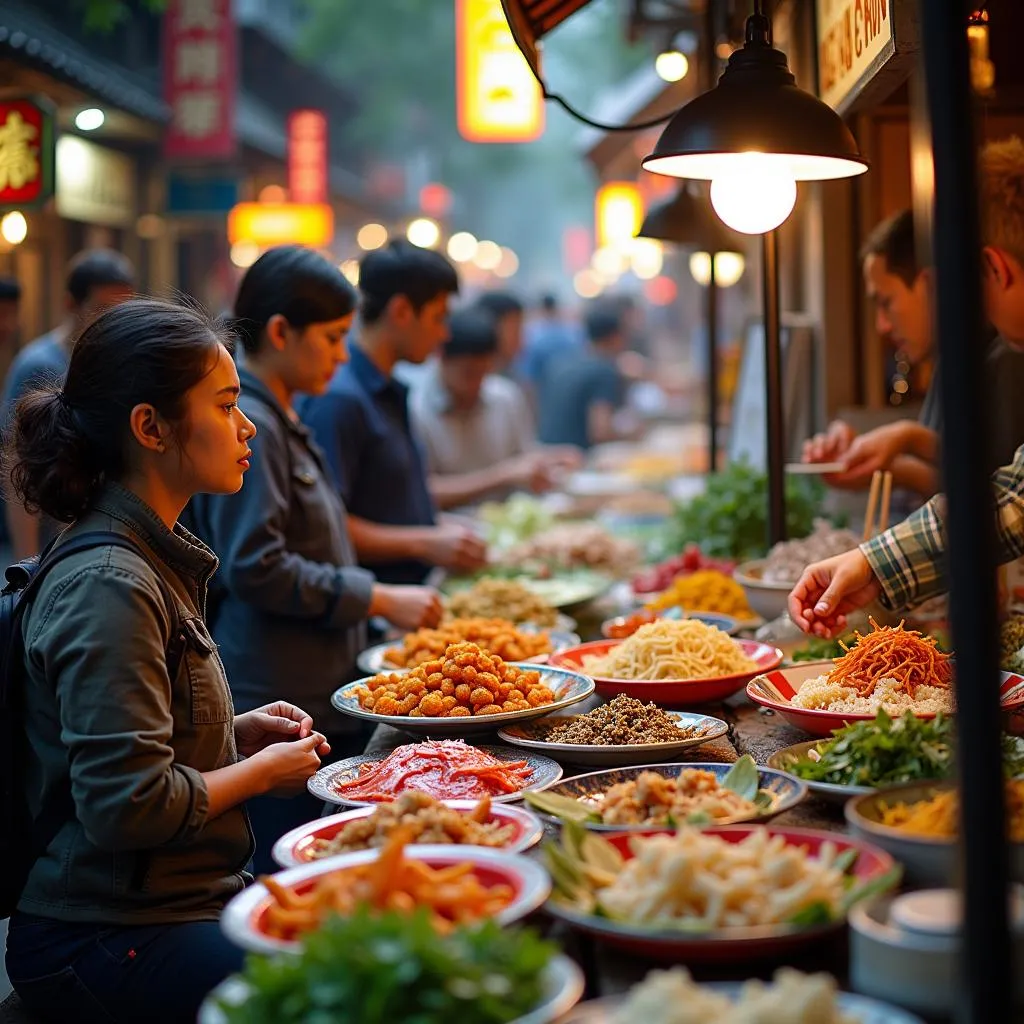 Hanoi street food stalls