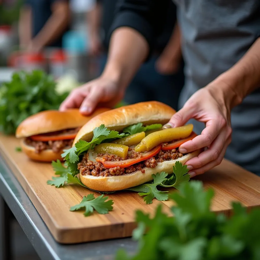 Hanoi street food banh mi vendor