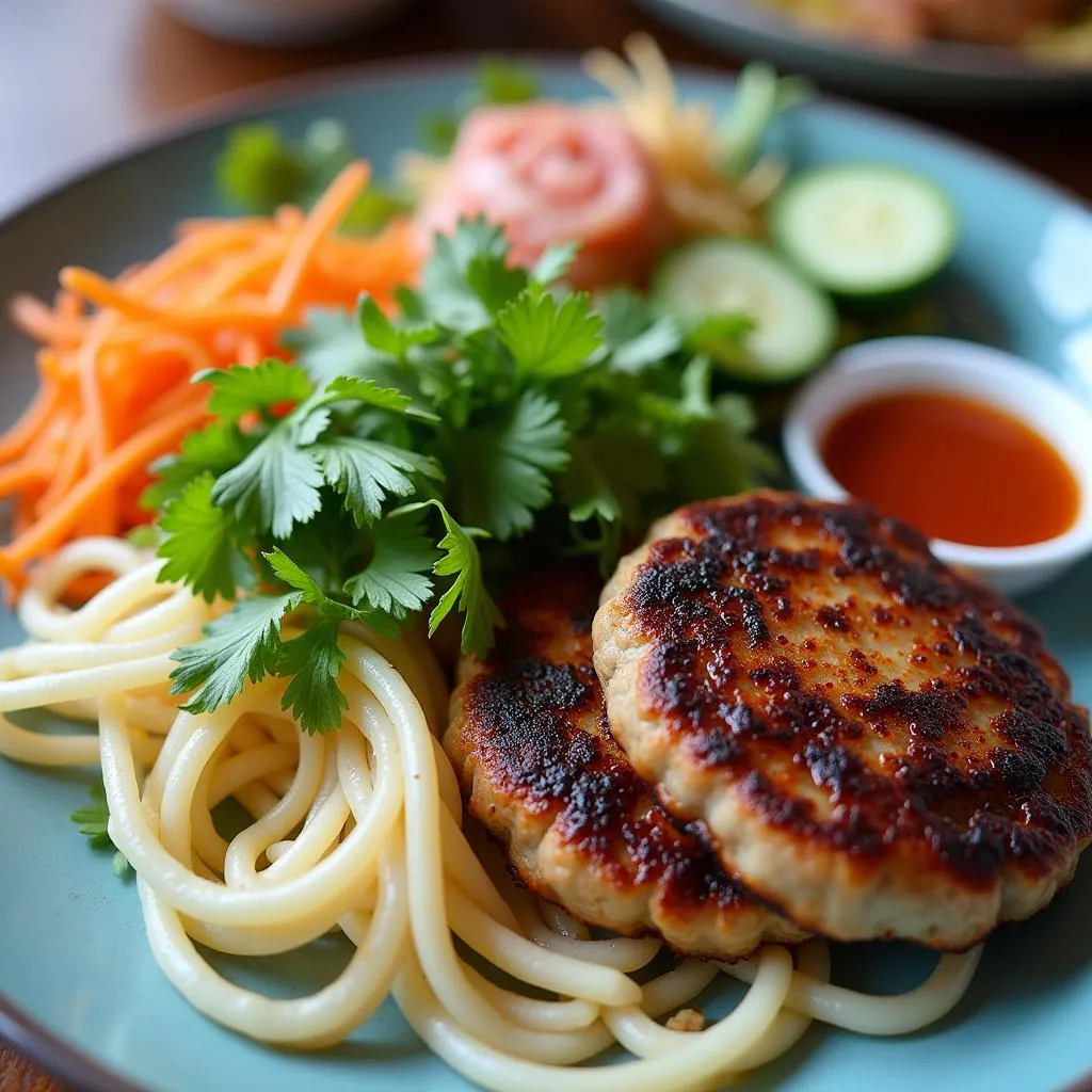 Delicious Bun Cha on a Hanoi street