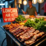 Hanoi street food stalls with keto-friendly choices