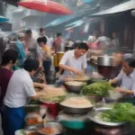 Street food stall in Hanoi, Vietnam