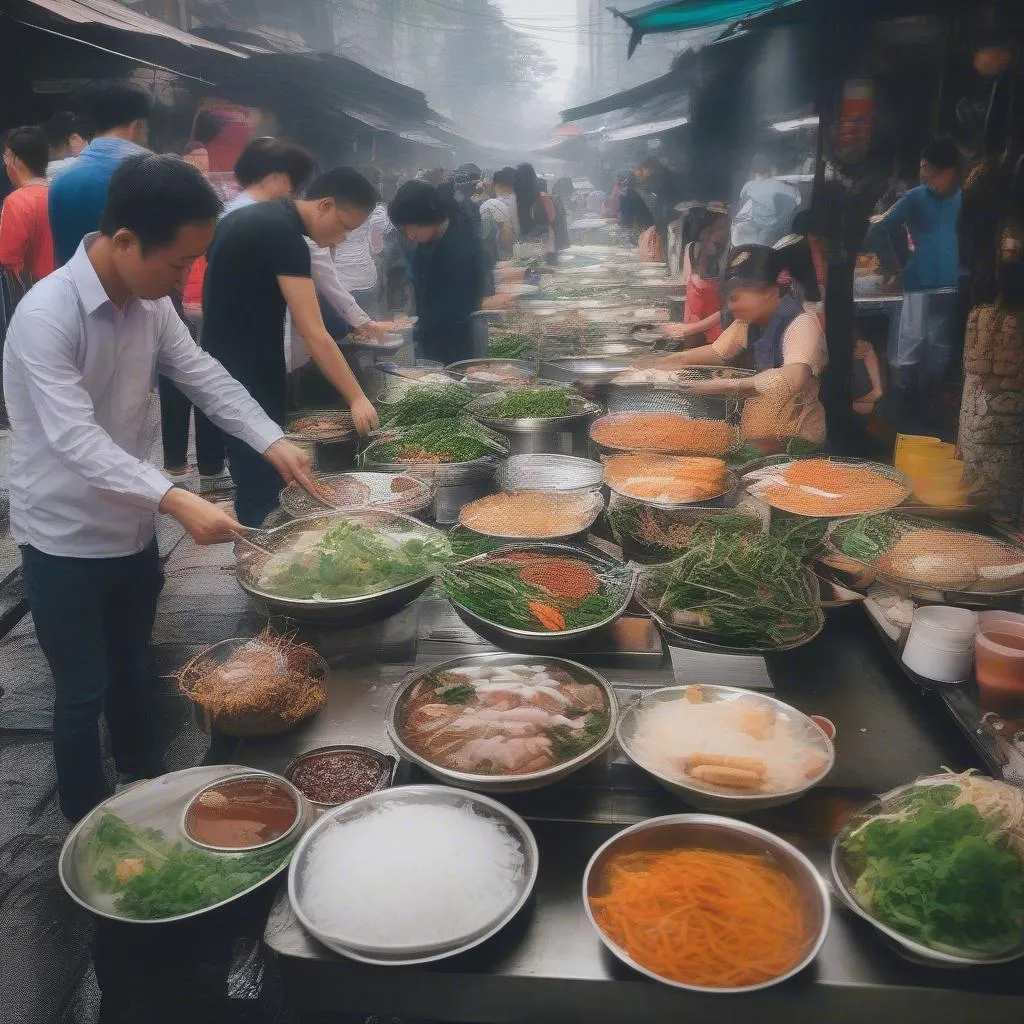 Hanoi street food stall